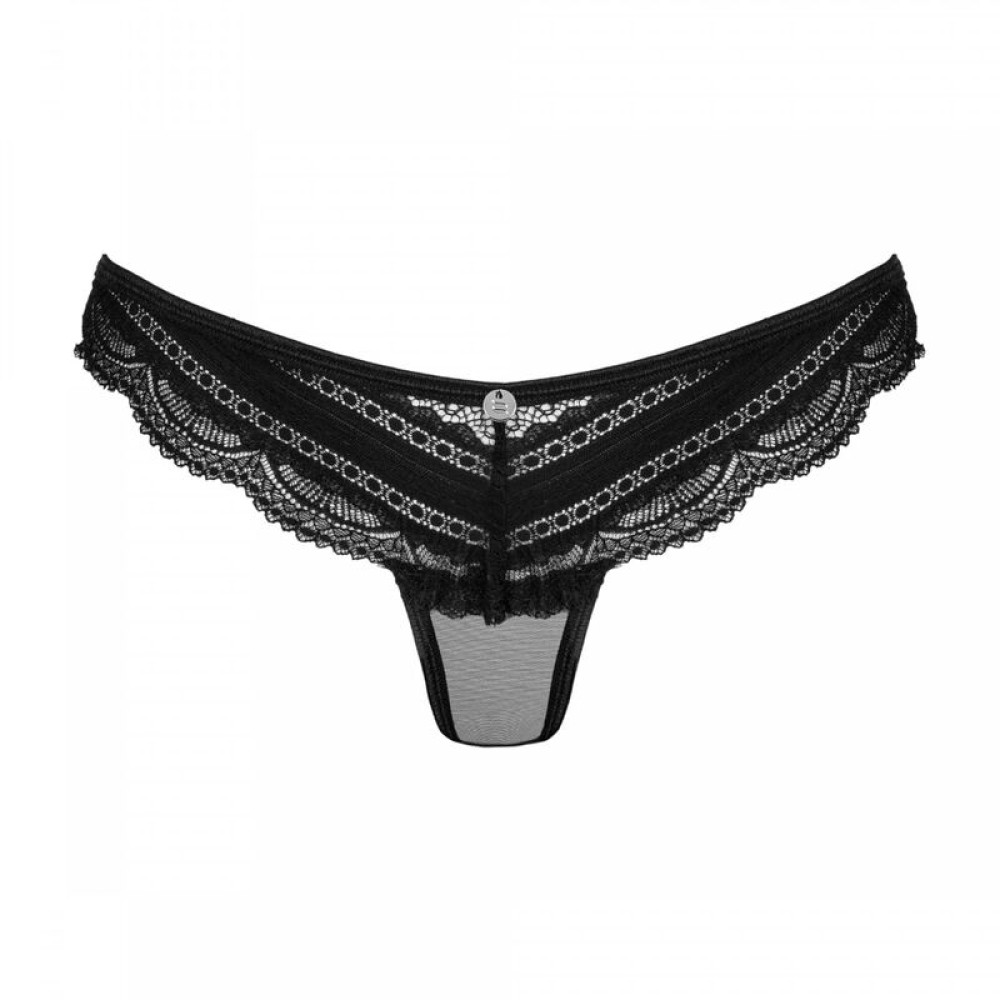Трусики сексуальные с кружевом S/M Obsessive Ivannes, черные, фото №3 — секс шоп Украина, NO TABOO