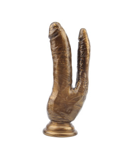 Фалоимитатор двойной реалистичный Chisa Dark Muscle, золотой, 19.5 х 3.1 см - No Taboo