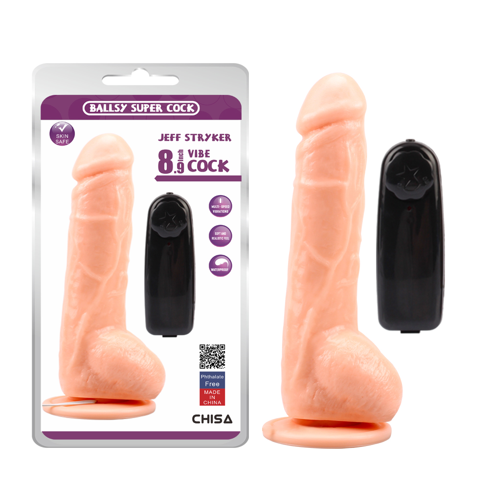 Вибратор реалистичный с проводным пультом Chisa Ballsy Super Cock, бежевый, 22.8 х 3.8 см фото №0 — секс игрушки: Украина, NO TABOO