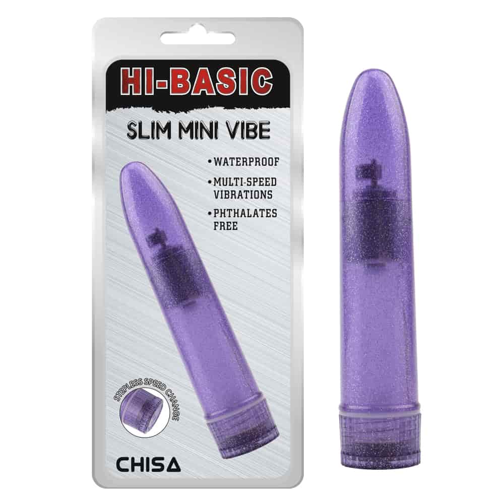 Вибратор с блестками Chisa Hi-Basic, фиолетовый, 13.2 х 3.5 см фото №0 — секс игрушки: Украина, NO TABOO