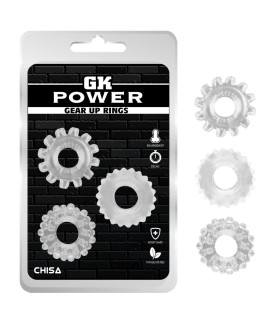 Набор эрекционных колец с рельефом Chisa GK Power, прозрачный, 1.6 см, 3 шт - No Taboo