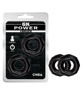 Эрекционное кольцо в форме гайки Chisa GK Power, черное, 2 см, 1 шт - No Taboo
