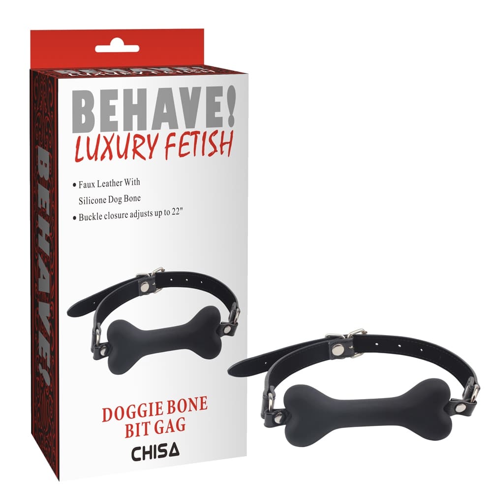 Кляп косточка Chisa Behave, черный, 4.6 см, фото №0 — секс шоп Украина, NO TABOO