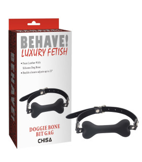 Кляп косточка Chisa Behave, черный, 4.6 см - No Taboo