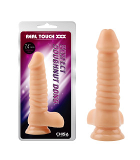 Реалистичный фаллоимитатор с рельефом Chisa Real Touch, бежевый, 19 х 3.7 см - No Taboo