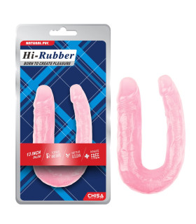 Фалоімітатор подвійний Chisa Hi-Rubber, рожевий, 17 х 3.4/2.5 см - No Taboo