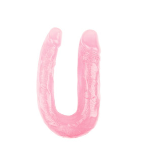 Фалоімітатор подвійний Chisa Hi-Rubber, рожевий, 17 х 3.4/2.5 см - No Taboo