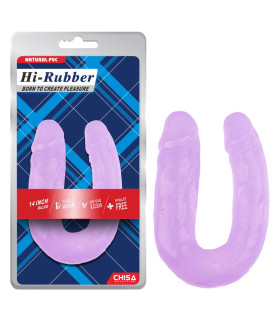 Фаллоимитатор двухсторонний Chisa Hi-Rubber, фиолетовый, 18 х 4/17 х 3.5 см - No Taboo