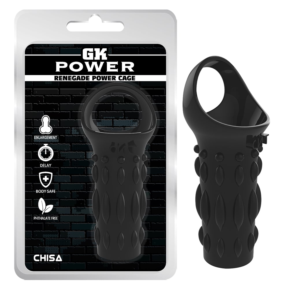 Насадка на пенис с кольцом на мошонку Chisa GK Power, черная, 11.5 х 2.8 см фото №0 — секс игрушки: Украина, NO TABOO