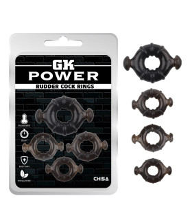 Набор эрекционных колец Chisa GK Power, черные, 4 шт. - No Taboo