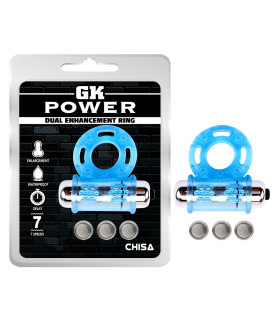 Эрекционное кольцо с вибрацией Chisa GK Power, голубое, 1.8 см - No Taboo