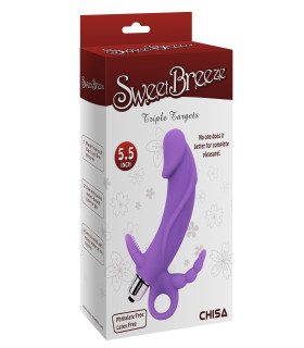 Вібратор потрійний реалістичний Chisa Sweet Breeze, фіолетовий, 14.7 х 3.7 см - No Taboo