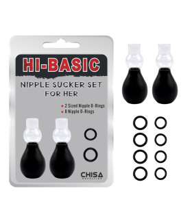 Вакуумные помпы для сосков Chisa Hi-Basic, черные, 2 шт, 6.5 х 1.2 см - No Taboo