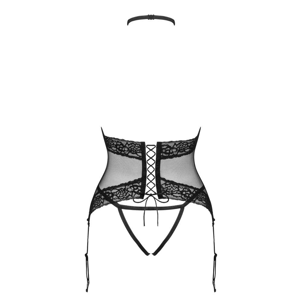 Корсет эротический M/L Obsessive Lacrisia, с кружевом, черный, фото №4 — секс шоп Украина, NO TABOO
