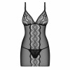 Сексуальный пеньюар L/XL Obsessive Lucita, полупрозрачный, с кружевом, с трусиками, черный, фото №3 — секс шоп Украина, NO TABOO