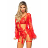 Комплект сексуальный S Leg Avenue All Romance, кружевной, красный, фото №1 — секс шоп Украина, NO TABOO