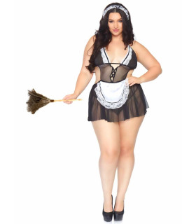 Сексуальний костюм покоївки XL/XXL Leg Avenue Flirty French Maid, 4 предмети, чорний - No Taboo