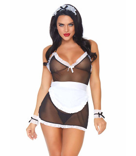 Костюм французької покоївки One Size Leg Avenue, чорно-білий, 5 предметів - No Taboo