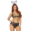 Костюм кролика сексуальный One Size Leg Avenue Bedroom Bunny, черный, 3 предмета, фото №1 — секс шоп Украина, NO TABOO