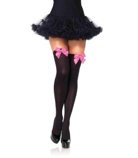 Чулки сексуальные One Size Leg Avenue, с бантиками, черные - No Taboo