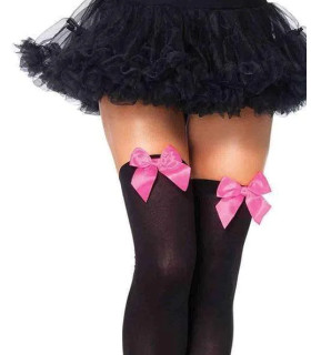 Чулки сексуальные One Size Leg Avenue, с бантиками, черные - No Taboo