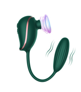 Вібратор з вакуумною стимуляцією High End Suction Love Egg, зелений - No Taboo