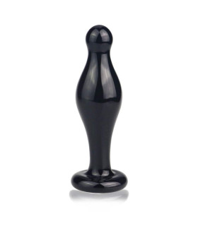 Анальна пробка LoveToy Glass Romance, чорна, 11.4 х 3.3 см - No Taboo