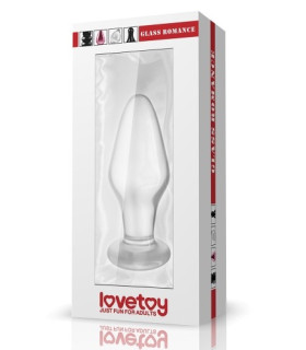 Анальна пробка LoveToy Glass Romance, прозора, 10.9 х 3.8 см - No Taboo
