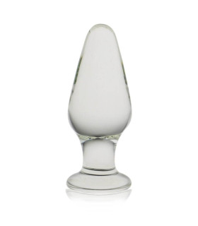 Анальна пробка LoveToy Glass Romance, прозора, 10.9 х 3.8 см - No Taboo