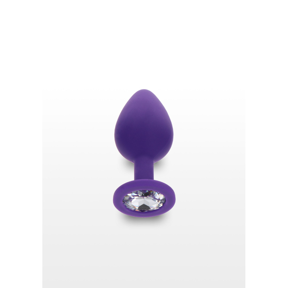 Анальная пробка M Toy Joy, с кристаллом, фиолетовая, 8 х 3.5 см фото №3 — секс игрушки: Украина, NO TABOO