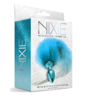 Анальная пробка с хвостиком Global Novelties Nixie, голубая, 8.1 х 3.2 см - No Taboo