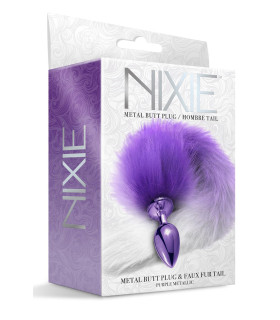 Анальная пробка с хвостиком Global Novelties Nixie, фиолетовая, 8.1 х 3.2 см - No Taboo