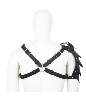 Збруя сексуальна на груди та плече чоловіча Flank, екошкіра, чорна, One Size - No Taboo
