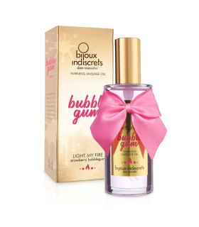 Согревающий массажный гель для поцелуев Light My Fire от Bijoux Indiscrets, с ароматом и вкусом клубничной жвачки, на водной основе, 100 мл - No Taboo