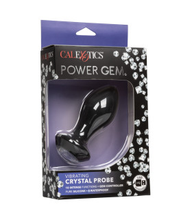 Анальная пробка с вибрацией Power Gem CalExotics, с кристаллом, силиконовая, черная, 10.7 х 3.2 см - No Taboo