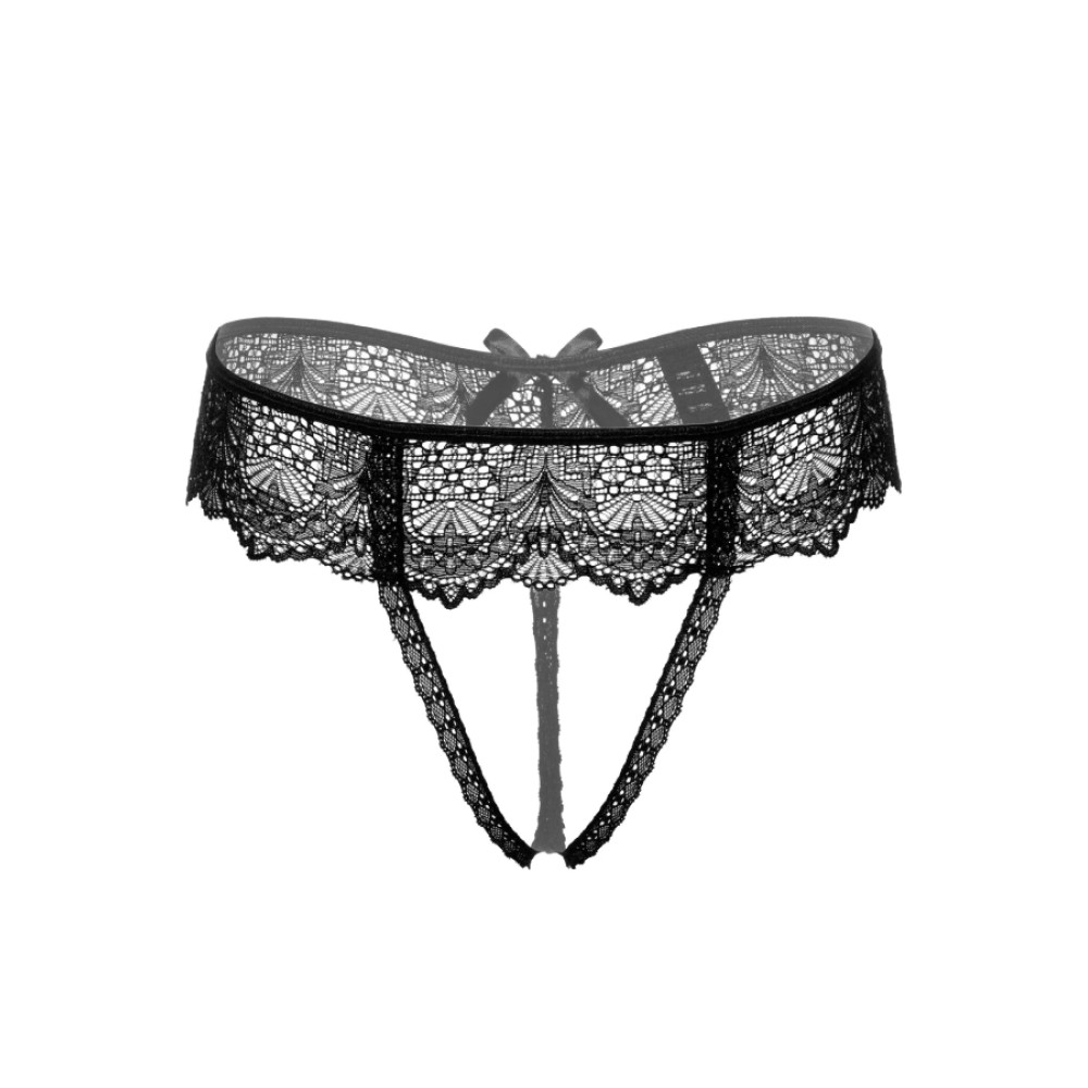 Трусики сексуальные с открытой интимной зоной S/M Delphine Daring Intimates, черные, фото №2 — секс шоп Украина, NO TABOO