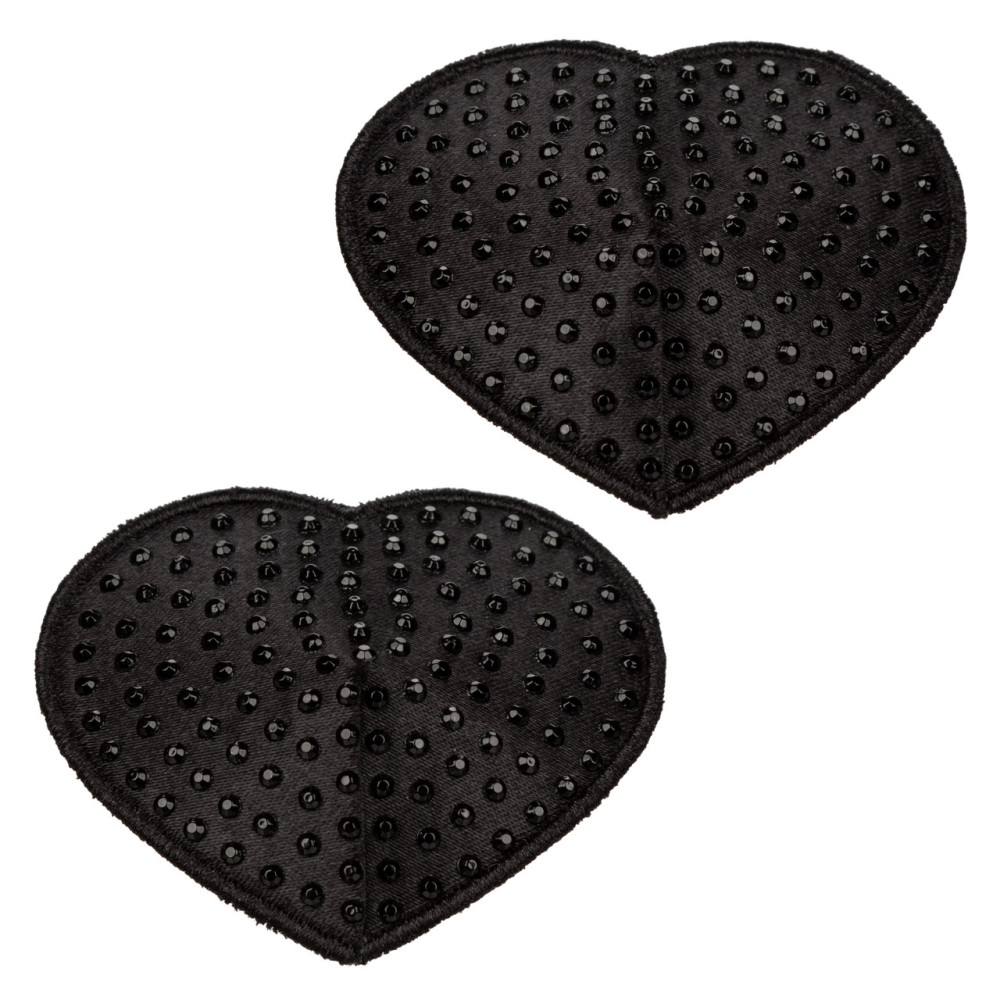 Пэстисы на соски в форме сердец Radiance CalExotics, со стразами, черные, фото №3 — секс шоп Украина, NO TABOO