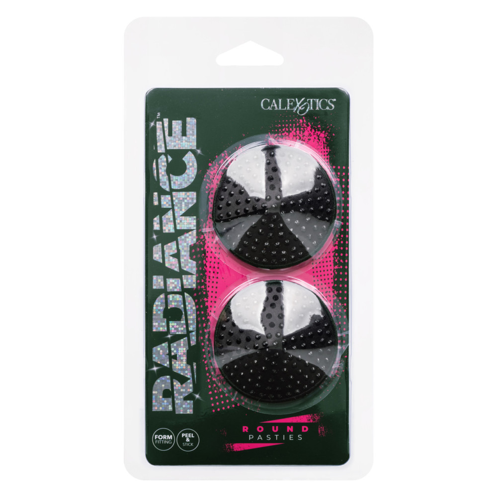 Пестиси на соски зі стразами Radiance CalExotics, самоклейні, чорні, фото №2 — секс шоп Україна, NO TABOO