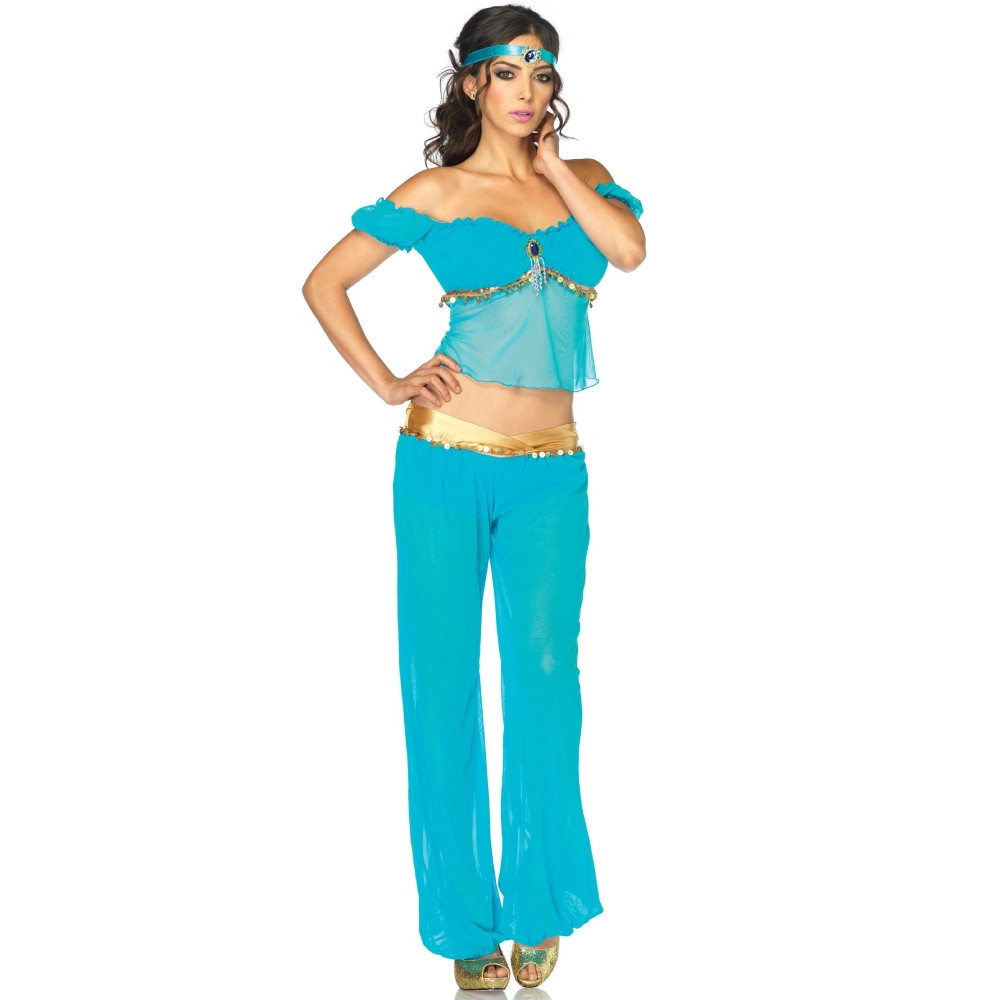 Костюм сексуальной принцессы Жасмин S Leg Avenue Arabian Beauty, 3 предмета, бирюзовый, фото №3 — секс шоп Украина, NO TABOO