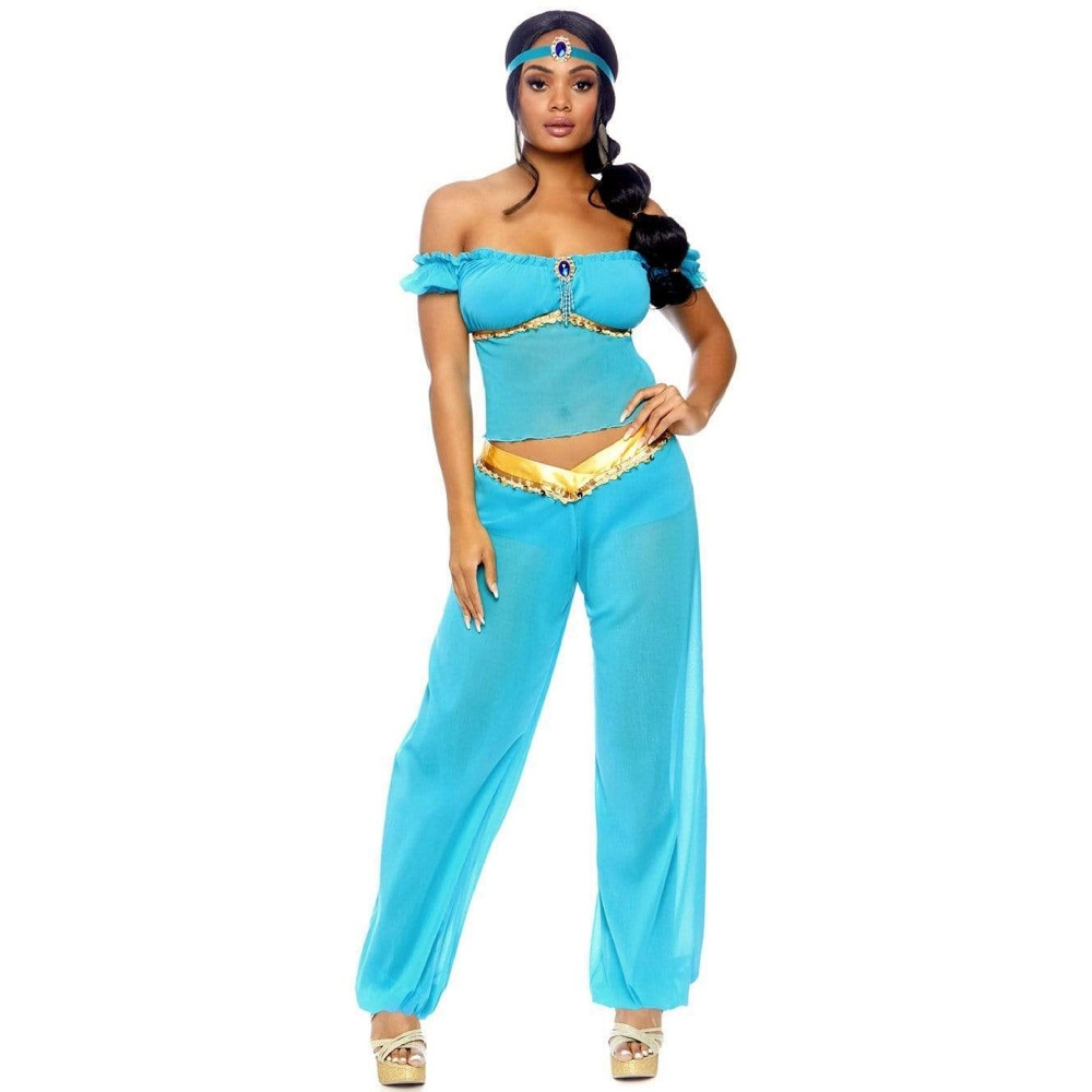 Костюм сексуальной принцессы Жасмин S Leg Avenue Arabian Beauty, 3 предмета, бирюзовый, фото №0 — секс шоп Украина, NO TABOO