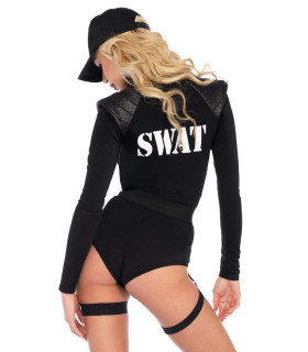 Костюм секси полицейской XS Leg Avenue SWAT Babe, 5 предметов, черный - No Taboo