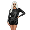 Мини-платье скелета эротичное со стразами S Leg Avenue Skeleton Rhinestone, черное, фото №1 — секс шоп Украина, NO TABOO