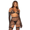 Комплект белья из сетки со стразами One Size Leg Avenue Rhinestone, черный, фото №3 — секс шоп Украина, NO TABOO