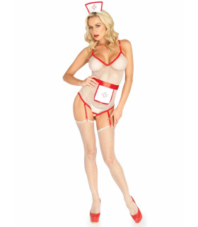 Костюм секси медсестры One Size Leg Avenue TLC Nurse, 3 предмета, белый - No Taboo