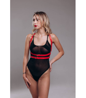 Портупея сексуальная One Size K2, экокожа, красная - No Taboo