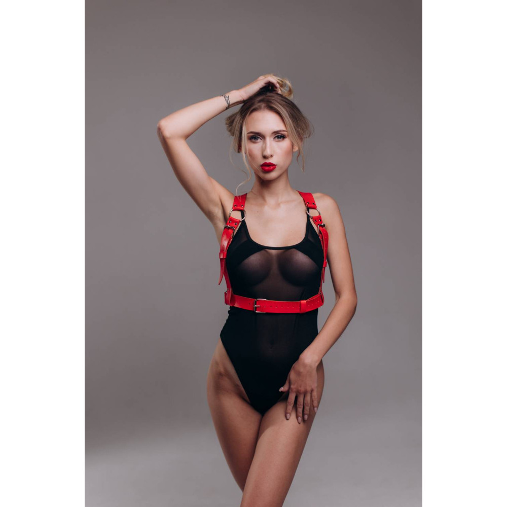 Портупея эротичная One Size K7, экокожа, красная, фото №0 — секс шоп Украина, NO TABOO