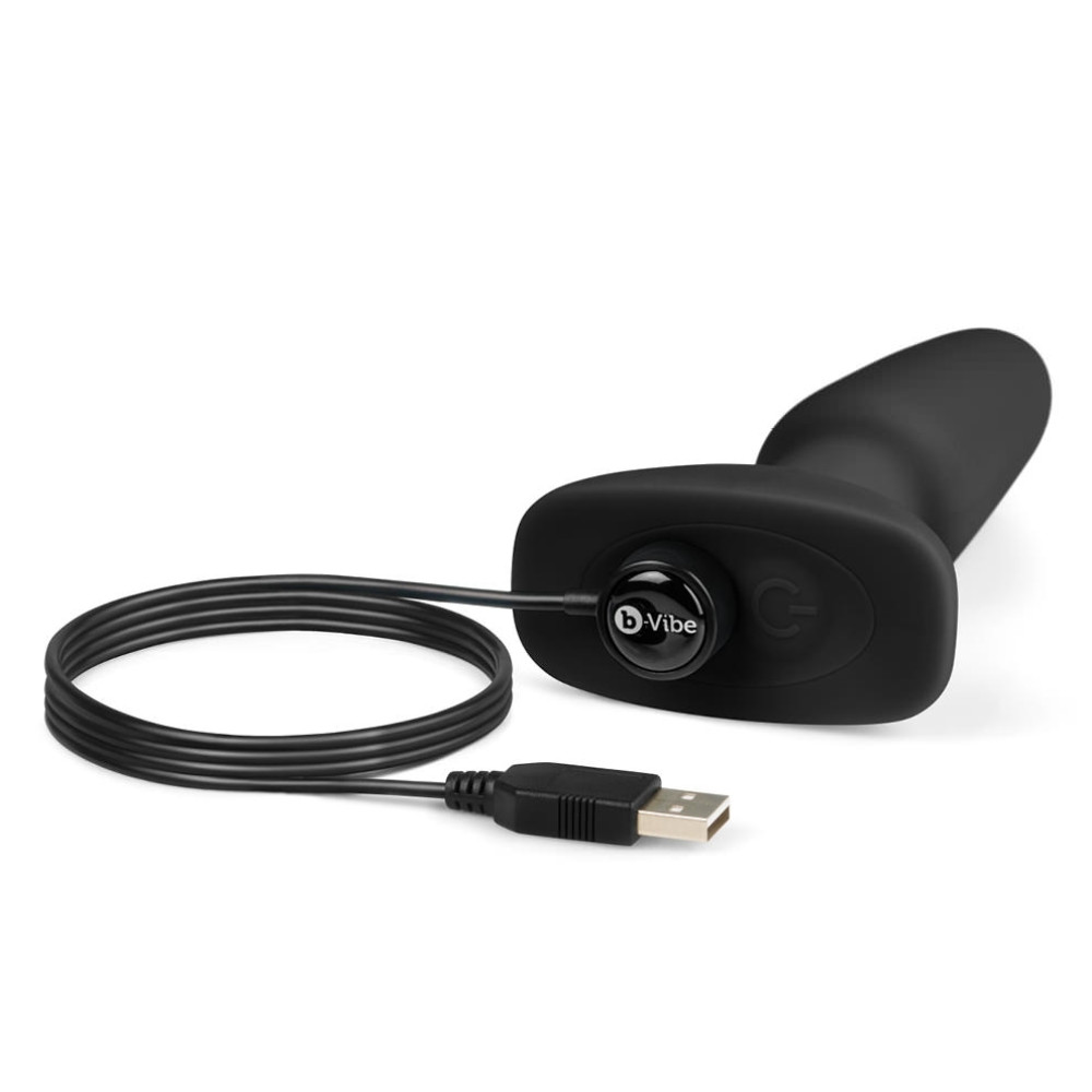 Анальная пробка с вибрацией и имитацией римминга b-Vibe Rimming Plug 2, черная, 15 х 3.8 см фото №5 — секс игрушки: Украина, NO TABOO