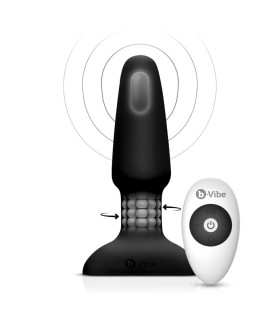 Анальная пробка с вибрацией и имитацией римминга b-Vibe Rimming Plug 2, черная, 15 х 3.8 см - No Taboo