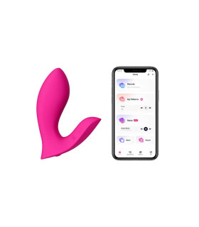 Вібратор у трусики з додатком Flexer Lovense, силіконовий, рожевий, 10 х 3.5 см - No Taboo