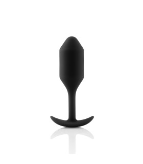 Анальная пробка со смещенным центром тяжести B-Vibe Snug Plug 2, силиконовая, черная, 10.5 х 3 см - No Taboo